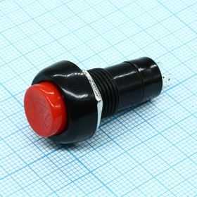 Фото 1/3 PB-10BR1-G, Кнопка без фиксации на замыкание 0.5А 250В круглая М10 -красный-