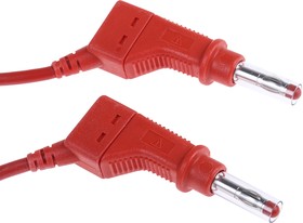 Фото 1/5 Measuring lead with (4 mm plug, spring-loaded, straight) to (4 mm plug, spring-loaded, straight), 2 m, red, PVC, 2.5 mm², CAT II