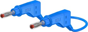 Фото 1/4 Measuring lead with (4 mm plug, spring-loaded, straight) to (4 mm plug, spring-loaded, straight), 500 mm, blue, silicone, 2.5 mm², CAT II