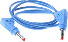 Фото 1/2 Measuring lead with (4 mm plug, spring-loaded, straight) to (4 mm plug, spring-loaded, straight), 1 m, blue, silicone, 2.5 mm², CAT II