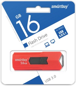 Фото 1/10 USB 3.0/3.1 накопитель Smartbuy 32GB STREAM Red (SB32GBST-R3)