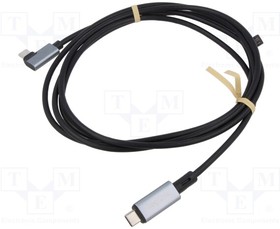CU0183, Cable; angular,USB 2.0; USB C plug,both sides; 2m; black; 480Mbps