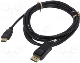 64843, Cable; DisplayPort 1.2,HDMI 2.0; DisplayPort plug,HDMI plug; 3m