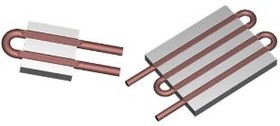 120457, Liquid Cold Plates, Liquid Cooling & Heat Pipes Exposed Tube Liquid Cold Plate, 4-Pass, 12 Inch