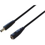 DC extension cable, Plug 2.5 x 5.5 mm, straight, Socket 2.5 x 5.5 mm, straight ...