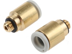 KQ2S06-M5A, KQ2 Series Straight Threaded Adaptor, M5 Male to Push In 6 mm, Threaded-to-Tube Connection Style