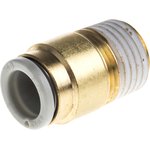 KQ2S08-02AS, KQ2 Series Straight Threaded Adaptor, R 1/4 Male to Push In 8 mm ...