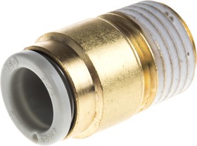 Фото 1/2 KQ2S08-02AS, KQ2 Series Straight Threaded Adaptor, R 1/4 Male to Push In 8 mm, Threaded-to-Tube Connection Style