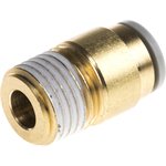 KQ2S08-02AS, KQ2 Series Straight Threaded Adaptor, R 1/4 Male to Push In 8 mm ...