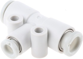 Фото 1/3 KQ2T06-04A, KQ2 Series Tee Tube-to-Tube Adaptor Push In 4 mm, Push In 6 mm to Push In 6 mm, Tube-to-Tube Connection Style