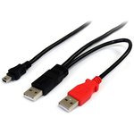 USB2HABMY6, USB 2.0 Cable, Male USB A x 2 to Male Mini USB B Cable, 1.8m