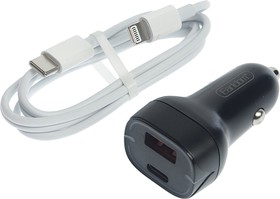 Фото 1/2 ES-CC2C black, Устройство зарядное в прикуриватель 1USB 12V кабель iPhone (5-) EARLDOM