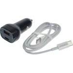 ES-CC2C black, Устройство зарядное в прикуриватель 1USB 12V кабель USB Type ...
