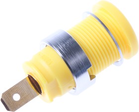 972355103, Yellow Female Banana Socket, 4 mm Connector, Tab Termination, 25A, 1000V ac/dc, Gold