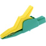 972405188, Crocodile Clip 4 mm Connection, Brass Contact, 32A, Green, Yellow