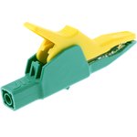 972405188, Crocodile Clip 4 mm Connection, Brass Contact, 32A, Green, Yellow