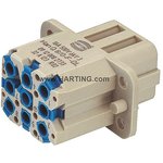 Heavy Duty Power Connector Insert, 16A, Female, Han Q Series, 8 Contacts