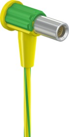POAG connection cable with (POAG socket, spring-loaded, angled) to (POAG socket, spring-loaded, angled), 4 m, green/yellow, PVC, 4.0 mm²