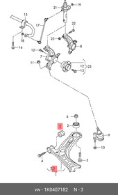 Фото 1/6 1K0407182, Сайлентблок передн нижнего рычага передней оси AUDI: A3 03-, VW: GOLF V 03-, SKODA: OCTAVIA 06/04-,