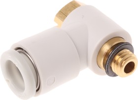 Фото 1/2 KQ2V06-M5A, KQ2 Series Elbow Threaded Adaptor, M5 Male to Push In 6 mm, Threaded-to-Tube Connection Style