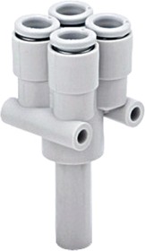 KQ2XD06-08A, KQ2 Series Double Y Tube-to-Tube Adaptor Push In 8 mm, Push In 6 mm to Push In 6 mm, Tube-to-Tube Connection Style