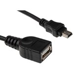USBMUSBFM1, USB 2.0 Cable, Male Mini USB B to Female USB A Cable, 300mm