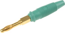 Фото 1/3 972518704, Green Male Banana Plug, 4 mm Connector, Solder Termination, 32A, Gold Plating