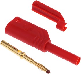 Фото 1/5 975090701, Red Male Banana Plug, 2mm Connector, Solder Termination, 10A, 1000V ac/dc, Gold Plating