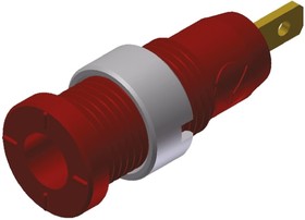 Фото 1/2 975455701, Red Female Banana Socket, 2mm Connector, Tab Termination, 10A, 1000V ac/dc, Gold Plating