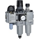 P31QA12MEMNTLNW, BSPP 1/4 FRL, Manual Drain, 5µ Filtration Size - With Pressure Gauge