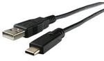 A-USB31C-20A-100A, USB Cables Standard USB Type C cable, plus resistor Type C Male 4 wire cable AWG28/22, shielded A Male 1m black
