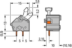 PCB terminal, 1 pole, pitch 10 mm, AWG 28-12, 24 A, cage clamp, blue, 256-764