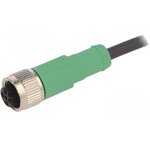 SAC-5P- 1,5-PUR/M12FS, Соединительный кабель, M12, PIN: 5, прямой, 1,5м, вилка, 60ВAC, 4А