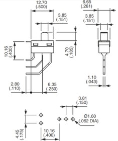 Slide switch, On-On, 1 pole, angled, 0.4 VA/20 V AC/DC, GH36WW00000