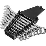 15418, Набор ключей комбинированных, 8 - 19 мм, 8 шт., CrV, полированный хром