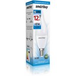 Светодиодная (LED) Свеча на ветру матовая Лампа Smartbuy-C37-12W/6000/E14 ...