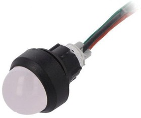 Фото 1/2 LRG-D20H-230ACWK, Индикат.лампа: LED, выпуклый, 230ВAC, Отв: d13мм, провода 30