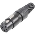 PLS00535, XLR Socket, 3 Pin, Black