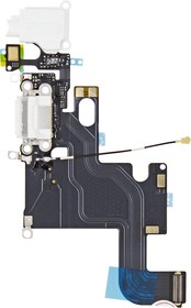 Шлейф для Apple iPhone 6 (4.7) с разъемом для зарядки и аудио разъемом белый