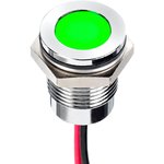 Q14F5CXXHG220E, Светодиодный индикатор в панель, Зеленый, 220 В AC, 14 мм, 3 мА, 250 мкд, IP67