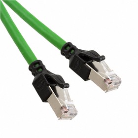 Фото 1/4 09459711102, Cat5e Male RJ45 to Male RJ45 Ethernet Cable, SF/UTP, Green PUR Sheath, 1m