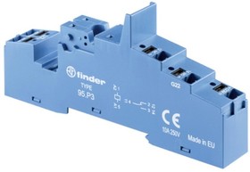 Фото 1/3 95.P3SPA, 95 250V ac DIN Rail Relay Socket, for use with 40.31 Relay, 86.30 Timer Module