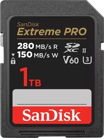Фото 1/4 SDSDXEP-1T00-GN4IN, Флеш карта SD 1TB SanDisk SDXC Class 10 V60 UHS-II U3 Extreme Pro 280/150MB/s