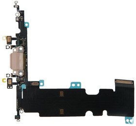 Фото 1/2 Шлейф для Apple iPhone 8 Plus (5.5) c разъемом для зарядки, гарнитуры и микрофоном золотой