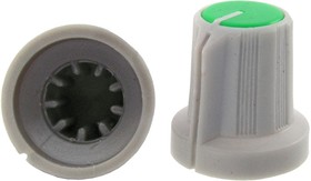RR4836 (6mm круг зеленый), Ручка приборная RR4836 (6 мм круг зелёный), на вал с зубцами