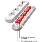 Розетка переносная разборная 2 гнезда без заземления 250В 10A IP20 белая ...