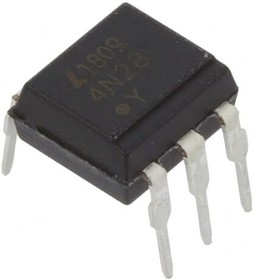 Фото 1/3 4N28, Transistor Output Optocouplers PTR 10%, 0.5KV
