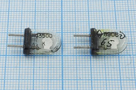 Резонатор кварцевый 13.5МГц в стеклянном корпусе с жёсткими выводами КА, без нагрузки; 13500 \КА\\ 5\ 20/-40~70C\К1-4ВП\1Г