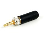 35HDLBAU, Phone Connectors 3.5mm Locking Blk Body Gld Pin