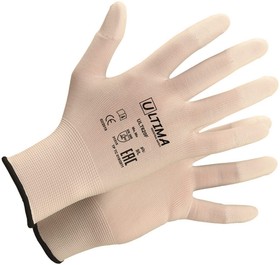 Перчатки нейлоновые с полиуретан покрыт кончиков пальцев, бел ULT620F/XL
